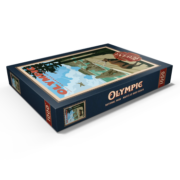 Darstellung des Puzzle Motivs Olympic National Park - Wapiti at Ruby Beach, Vintage Travel Poster 1000 Puzzle Schachtel Ansicht1