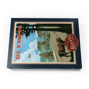 Darstellung des Puzzle Motivs Olympic National Park - Wapiti at Ruby Beach, Vintage Travel Poster 1000 Puzzle Schachtel Ansicht3