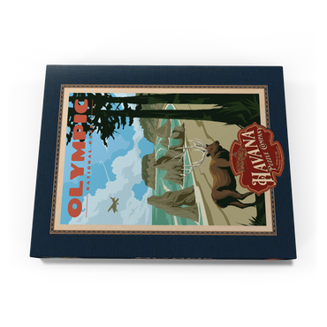 Darstellung des Puzzle Motivs Olympic National Park - Wapiti at Ruby Beach, Vintage Travel Poster 200 Puzzle Schachtel Ansicht3