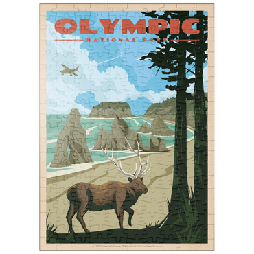 Darstellung des Puzzle Motivs puzzleplate Olympic National Park - Wapiti at Ruby Beach, Vintage Travel Poster 200 Puzzle