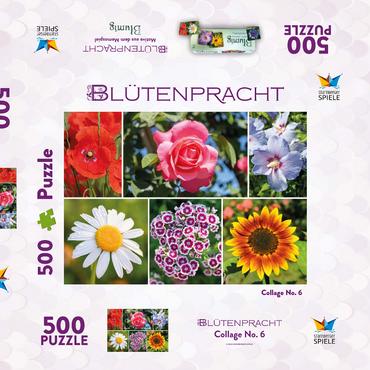 Darstellung des Puzzle Motivs Bunte Blumen-Collage Nr. 6 im Frühling und Sommer 500 Puzzle Schachtel 3D Modell