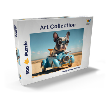 Darstellung des Puzzle Motivs Lustige Bulldogge fährt Auto 500 Puzzle Schachtel Ansicht2