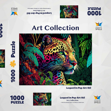 Darstellung des Puzzle Motivs Leopard im Pop-Art-Stil 1000 Puzzle Schachtel 3D Modell