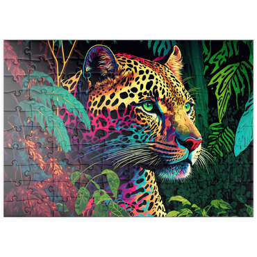 Darstellung des Puzzle Motivs puzzleplate Leopard im Pop-Art-Stil 100 Puzzle