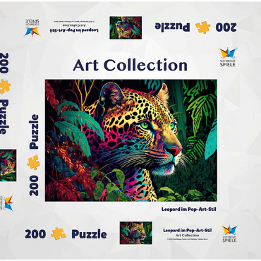 Darstellung des Puzzle Motivs Leopard im Pop-Art-Stil 200 Puzzle Schachtel 3D Modell