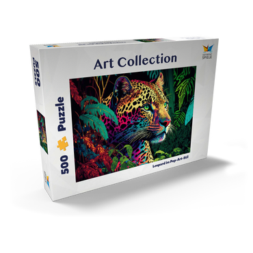 Darstellung des Puzzle Motivs Leopard im Pop-Art-Stil 500 Puzzle Schachtel Ansicht2
