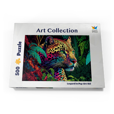 Darstellung des Puzzle Motivs Leopard im Pop-Art-Stil 500 Puzzle Schachtel Ansicht3