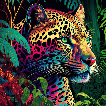 Darstellung des Puzzle Motivs Leopard im Pop-Art-Stil 500 Puzzle 3D Modell