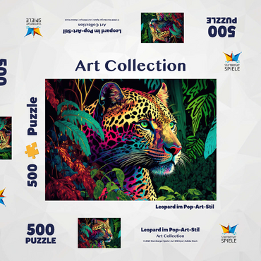 Darstellung des Puzzle Motivs Leopard im Pop-Art-Stil 500 Puzzle Schachtel 3D Modell
