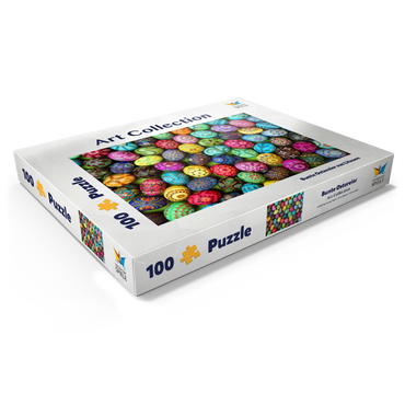Darstellung des Puzzle Motivs Bunte bemalte Ostereier aus Litauen 100 Puzzle Schachtel Ansicht1