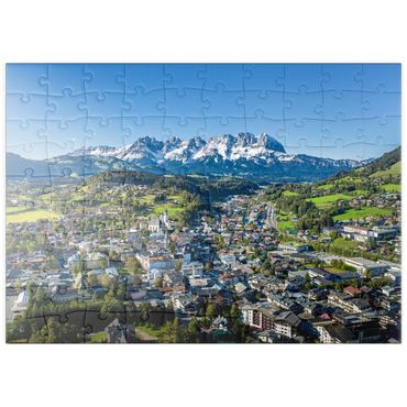 Darstellung des Puzzle Motivs puzzleplate Panorama-Blick auf Kitzbühel in Tirol, Österreich 100 Puzzle