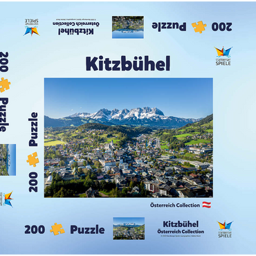 Darstellung des Puzzle Motivs Panorama-Blick auf Kitzbühel in Tirol, Österreich 200 Puzzle Schachtel 3D Modell