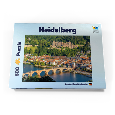 Darstellung des Puzzle Motivs Blick auf Heidelberg - Altstadt, Alte Brücke und Schloss 500 Puzzle Schachtel Ansicht3