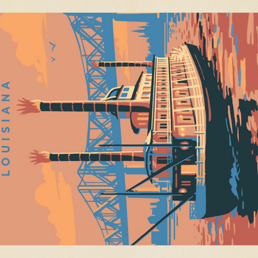 Darstellung des Puzzle Motivs New Orleans: Sunset River Cruise, Vintage Poster 1000 Puzzle 3D Modell