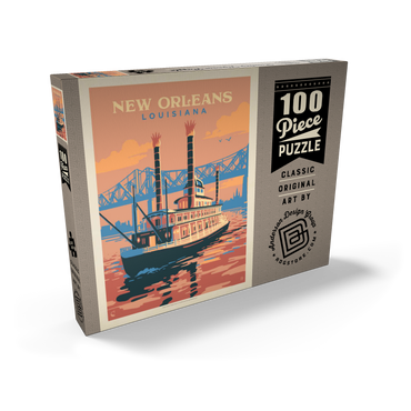 Darstellung des Puzzle Motivs New Orleans: Sunset River Cruise, Vintage Poster 100 Puzzle Schachtel Ansicht2
