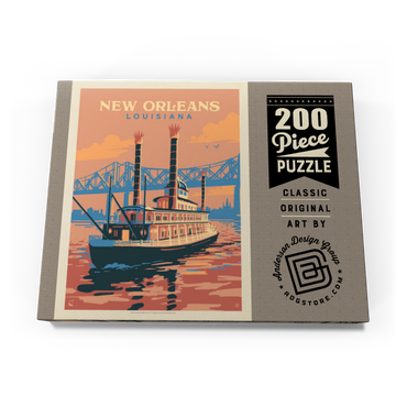 Darstellung des Puzzle Motivs New Orleans: Sunset River Cruise, Vintage Poster 200 Puzzle Schachtel Ansicht3