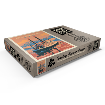 Darstellung des Puzzle Motivs New Orleans: Sunset River Cruise, Vintage Poster 500 Puzzle Schachtel Ansicht1