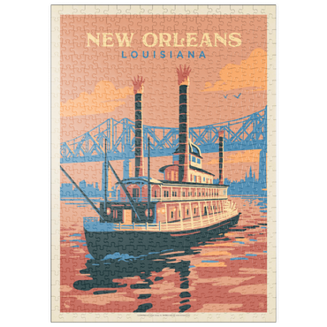 Darstellung des Puzzle Motivs puzzleplate New Orleans: Sunset River Cruise, Vintage Poster 500 Puzzle