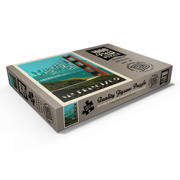 Darstellung des Puzzle Motivs San Francisco: Golden Gate Bridge Skyline, Vintage Poster 1000 Puzzle Schachtel Ansicht1