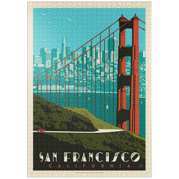 Darstellung des Puzzle Motivs puzzleplate San Francisco: Golden Gate Bridge Skyline, Vintage Poster 1000 Puzzle