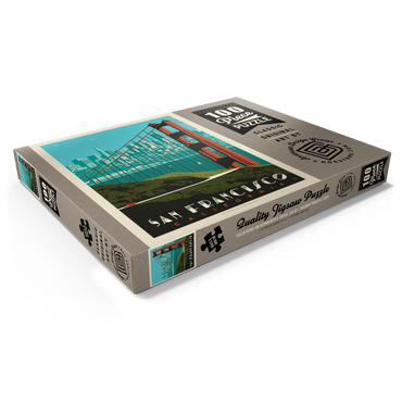 Darstellung des Puzzle Motivs San Francisco: Golden Gate Bridge Skyline, Vintage Poster 100 Puzzle Schachtel Ansicht1