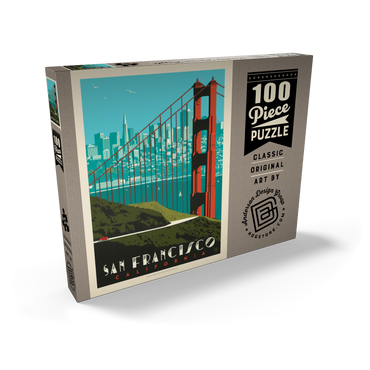 Darstellung des Puzzle Motivs San Francisco: Golden Gate Bridge Skyline, Vintage Poster 100 Puzzle Schachtel Ansicht2