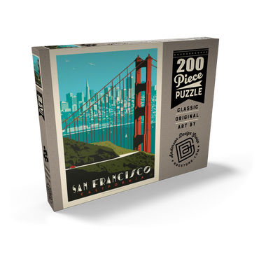 Darstellung des Puzzle Motivs San Francisco: Golden Gate Bridge Skyline, Vintage Poster 200 Puzzle Schachtel Ansicht2