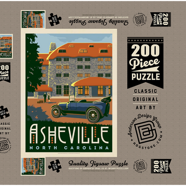 Darstellung des Puzzle Motivs Asheville, North Carolina, Vintage Poster 200 Puzzle Schachtel 3D Modell