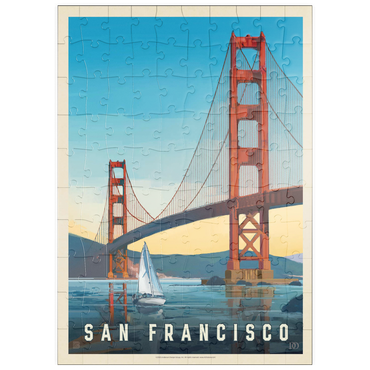 Darstellung des Puzzle Motivs puzzleplate San Francisco: Under The Golden Gate, Vintage Poster 100 Puzzle