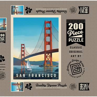 Darstellung des Puzzle Motivs San Francisco: Under The Golden Gate, Vintage Poster 200 Puzzle Schachtel 3D Modell