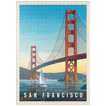 Darstellung des Puzzle Motivs puzzleplate San Francisco: Under The Golden Gate, Vintage Poster 500 Puzzle