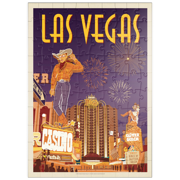 Darstellung des Puzzle Motivs puzzleplate Las Vegas: Viva Vintage Vegas, Vintage Poster 100 Puzzle