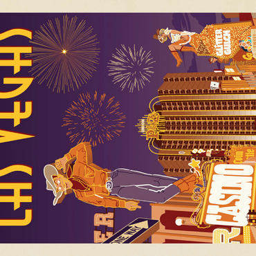 Darstellung des Puzzle Motivs Las Vegas: Viva Vintage Vegas, Vintage Poster 100 Puzzle 3D Modell