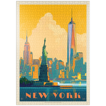 Darstellung des Puzzle Motivs puzzleplate New York City: Skyline Glow, Vintage Poster 1000 Puzzle
