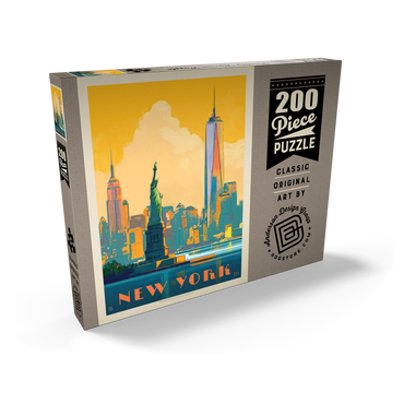 Darstellung des Puzzle Motivs New York City: Skyline Glow, Vintage Poster 200 Puzzle Schachtel Ansicht2