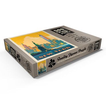Darstellung des Puzzle Motivs New York City: Skyline Glow, Vintage Poster 500 Puzzle Schachtel Ansicht1