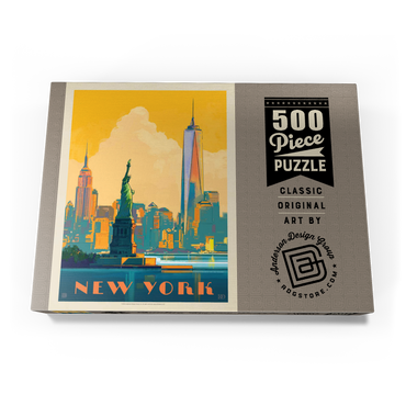 Darstellung des Puzzle Motivs New York City: Skyline Glow, Vintage Poster 500 Puzzle Schachtel Ansicht3
