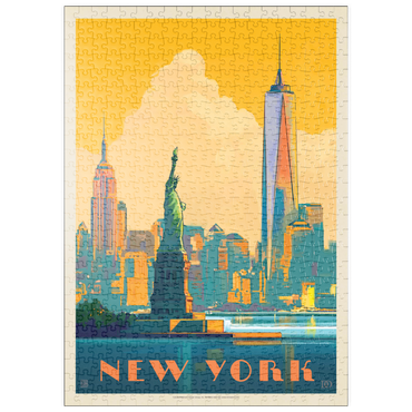 Darstellung des Puzzle Motivs puzzleplate New York City: Skyline Glow, Vintage Poster 500 Puzzle