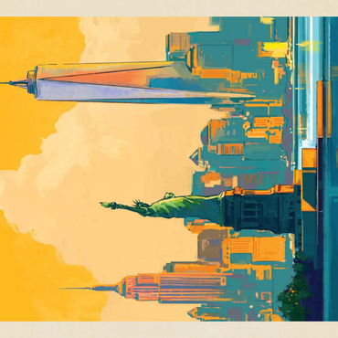 Darstellung des Puzzle Motivs New York City: Skyline Glow, Vintage Poster 500 Puzzle 3D Modell