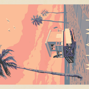 Darstellung des Puzzle Motivs Miami, FL: Lifeguard Tower, Vintage Poster 1000 Puzzle 3D Modell