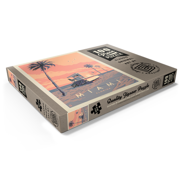Darstellung des Puzzle Motivs Miami, FL: Lifeguard Tower, Vintage Poster 100 Puzzle Schachtel Ansicht1
