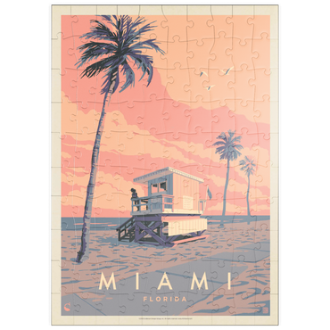 Darstellung des Puzzle Motivs puzzleplate Miami, FL: Lifeguard Tower, Vintage Poster 100 Puzzle