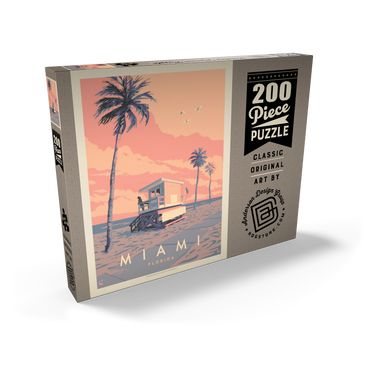 Darstellung des Puzzle Motivs Miami, FL: Lifeguard Tower, Vintage Poster 200 Puzzle Schachtel Ansicht2