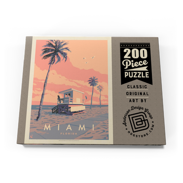 Darstellung des Puzzle Motivs Miami, FL: Lifeguard Tower, Vintage Poster 200 Puzzle Schachtel Ansicht3