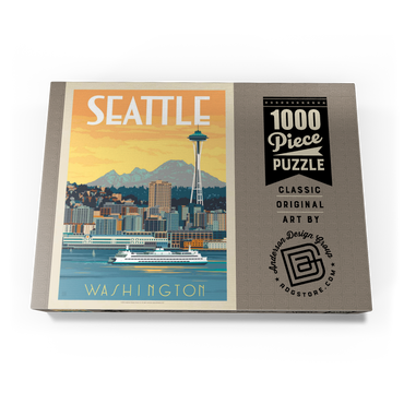 Darstellung des Puzzle Motivs Seattle, WA: Ferry, Vintage Poster 1000 Puzzle Schachtel Ansicht3