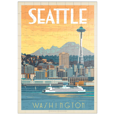 Darstellung des Puzzle Motivs puzzleplate Seattle, WA: Ferry, Vintage Poster 100 Puzzle