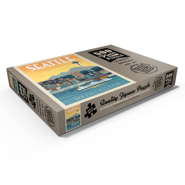 Darstellung des Puzzle Motivs Seattle, WA: Ferry, Vintage Poster 500 Puzzle Schachtel Ansicht1