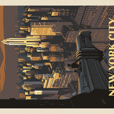 Darstellung des Puzzle Motivs New York City: Eagle's View, Vintage Poster 1000 Puzzle 3D Modell