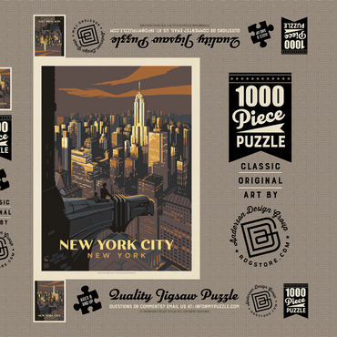 Darstellung des Puzzle Motivs New York City: Eagle's View, Vintage Poster 1000 Puzzle Schachtel 3D Modell