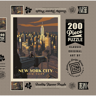 Darstellung des Puzzle Motivs New York City: Eagle's View, Vintage Poster 200 Puzzle Schachtel 3D Modell